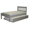 Bedz King Mission Style Twin Bed with a Twin Trundle in Gray
