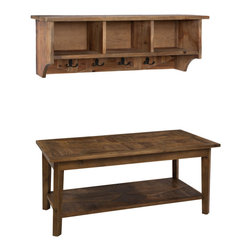 Alaterre Furniture - Revive Storage Coat Hook, Bench Set - Hall Trees