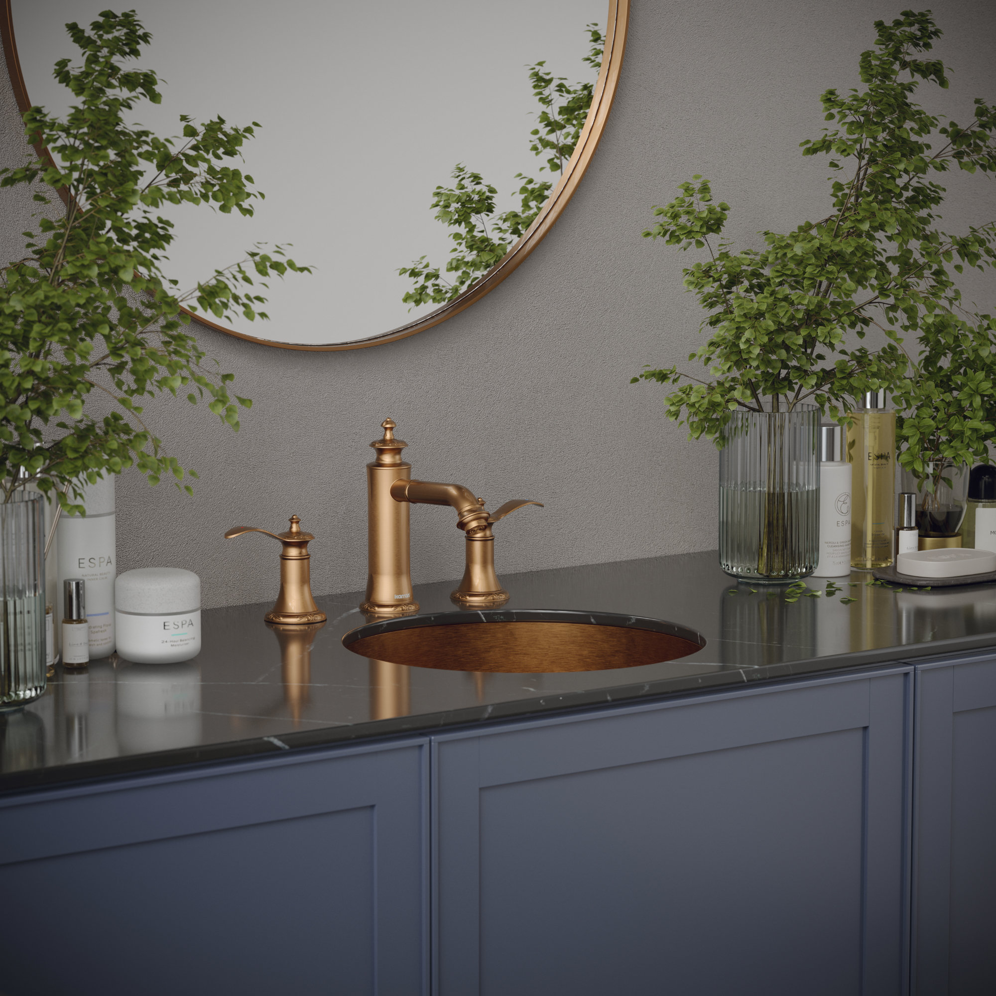 Karran Cinox Stainless Steel Round Undermount Sink, Brushed Copper