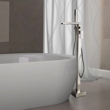 Modern Waterfall Freestanding Bathroom Bathtub Faucet Floor Mount Tub Filler, Br