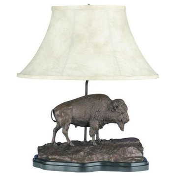 Sculpture Table Lamp Buffalo American West Southwestern Hand Painted