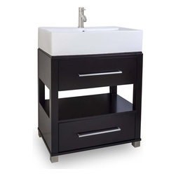 28 inch Espresso Finish Vessel Sink Top Bathroom Vanity - Bathroom Vanities And Sink Consoles