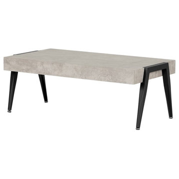Trent Home Industrial Wood Top Faux Concrete Coffee Table in Gray and Black