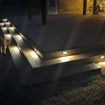 Cedar pergola and composite deck with lighting