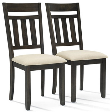 Crosley Furniture Hayden Wood Slat Back Dining Side Chair in Slate (Set of 2)