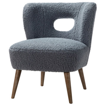 Mini Vegan Lambskin Sherpa Upholstery Barrel Chair, Blue