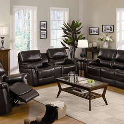 Luna Modern Reclining Sofa Set in Brown Leather - $4526.40 - Living Room Furniture Sets