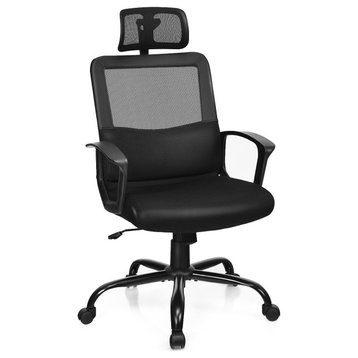Costway Mesh Office Chair High Back Swivel Chair w/ Lumbar Support & Headrest