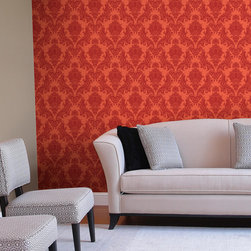 Heirloom Damask Warm Red Wallpaper Tiles - Wallpaper