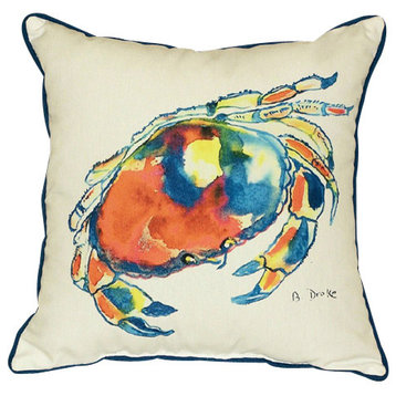 Betsy Drake Dungeness Crab Pillow- Indoor/Outdoor