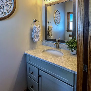 Powder Room Update with Pale Olive Green Vanity