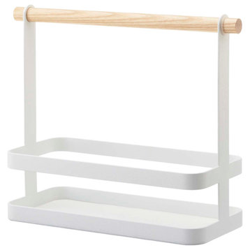 Tabletop Storage Caddy, Steel and Wood, Holds 4.4 lbs