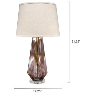 Watercolor Table Lamp, Plum Glass With Cone Shade, Natural Linen