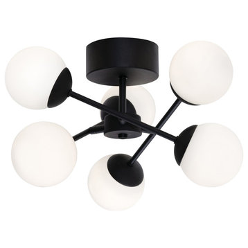 AFx Lighting Pearl 5-Light 16" LED Semi-Flush Mount, Black/Frosted