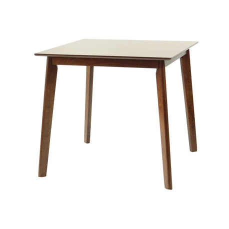 Modern Wood Dining Table, Medium Brown Finish, Mandy Square
