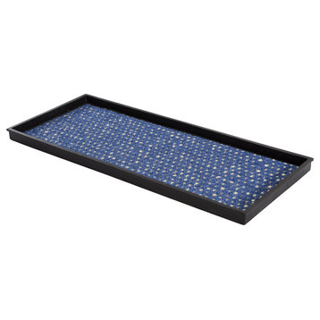 34.5"x14"x1.5" Natural/Recycled Rubber Boot Tray Blue/Ivory Coir Insert