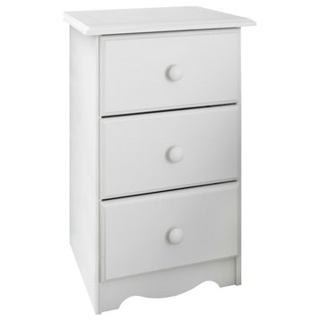 100% Solid Wood 3-Drawer Night Stand, White