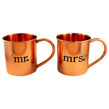 "Mr. and Mrs." Mugs Copper Mugs, Set of 2