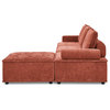 Minimalistic Modular Sectional Sofa, Deep Tufted Seat & Unique Backrest, Red