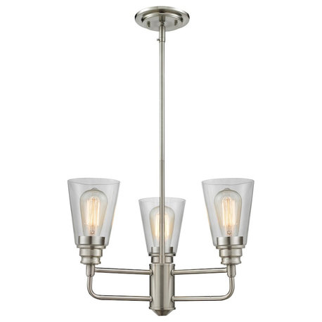 Z-Lite Annora 3 Light Chandelier, Brushed Nickel, Clear, 428-3-BN