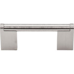 Top Knobs - Princetonian Bar Pull 3" (c-c) - Brushed Satin Nickel - Length - 3 3/4", Width - 3/8", Projection - 1 1/2", Center to Center - 3", Base Diameter - W 3/8" x L 7/8"