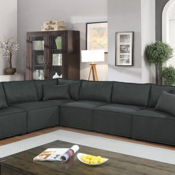 Janelle 127.5" Modular Sectional Sofa in Linen