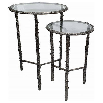 Touch of Glam End or Side Table, Silver Antique
