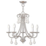Livex Lighting - Livex Lighting 40875-91 Daphne - Five Light Chandelier - Teardrop crystals add beauty and sophistication toDaphne Five Light Ch Brushed Nickel Clear *UL Approved: YES Energy Star Qualified: n/a ADA Certified: n/a  *Number of Lights: Lamp: 5-*Wattage:60w Candelabra Base bulb(s) *Bulb Included:No *Bulb Type:Candelabra Base *Finish Type:Brushed Nickel