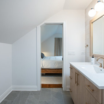 Scandinavian Style Primary Bathroom Attic Conversion | Arlington Heights, IL