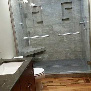 A pair of modern showers