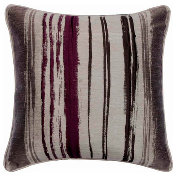 Handmade 16"x16" Abstract Purple Jacquard Silk Cushion Cover, Berry Martini