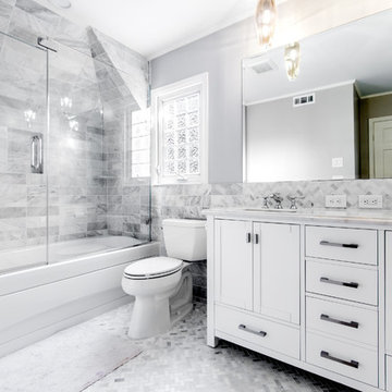 Classic Carrara Marble Master Bathroom