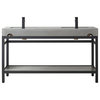 Funes Bath Vanity without Mirror, Matte Black Support, 60" Double Sink, Grey Stone Top