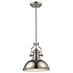 Elk Home - Chadwick 1-Light Small Pendant, Polished Nickel - Inspired by early 20th-century craftsmanship, the Chadwick Pendant Light brings an industrial vibe to your space. This fixture features a sleek chrome finish, giving a contemporary update to its classic form. The small, striking Chadwick can be hung over a desk or hung in a row above a kitchen island.