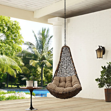 Abate Outdoor Wicker Rattan Swing Chair Without Stand, Black Mocha