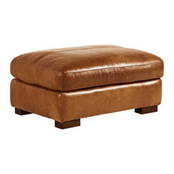 Softline Leather Ottoman in Splendor Chestnut - Footstools And Ottomans