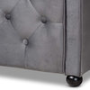 Full Daybed, Diamond Button Tufted Headboard and Curved Armrests, Grey