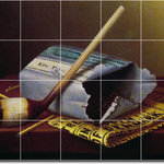 Picture-Tiles.com - William Harnett Still Life Painting Ceramic Tile Mural #32, 21.25"x17" - Mural Title: A Smoke Backstage