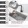 Stylish 28" Dual Mount Single Bowl Gray Composite Granite Kitchen Sink