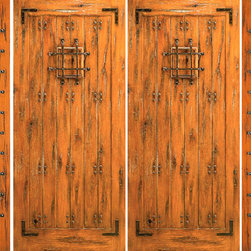 Double Door with Two Sidelites Entry Prehung Alder with Speakeasy - Front Doors
