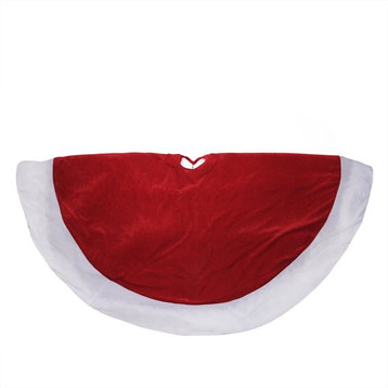 60" Traditional Red and White Velveteen Christmas Tree Skirt