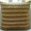 3D Metallic Cord Gold Faux Leather Pillow Covers 12"x12", Gold N Copper Tan
