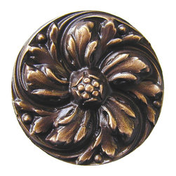 Inviting Home Inc. - Chrysanthemum Knob, Antique-Style Solid Bronze - Cabinet And Drawer Knobs