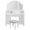 Wooden Vanity with Stool, White