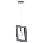 Artcraft Lighting - Gatehouse 1 Light Pendant, Dark Wood/Brushed Nickel AC11651BN - Made in North America with pride, this "Gatehouse" collection single pendant features a dark wood finish with plated brushed nickel metal work. The frame is made of authentic wood (pine).