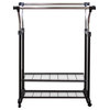Mobile Double Rail Clothes Rack With Utility Shelves