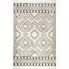 Moroccan Shag Tribal Chevron Tassel Area Rug, Off-White, Off White, 6'7"x9'