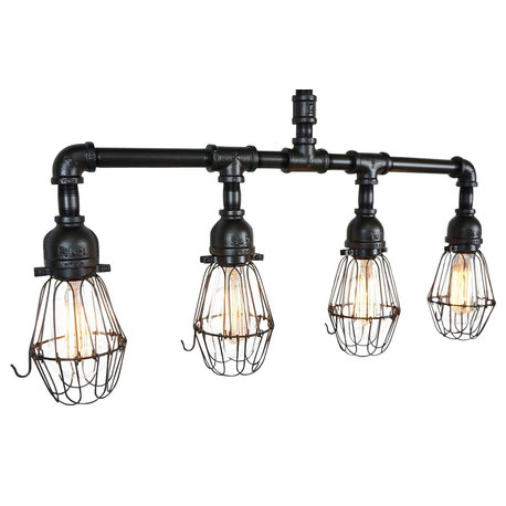 Black Steel 4-Light Chandelier