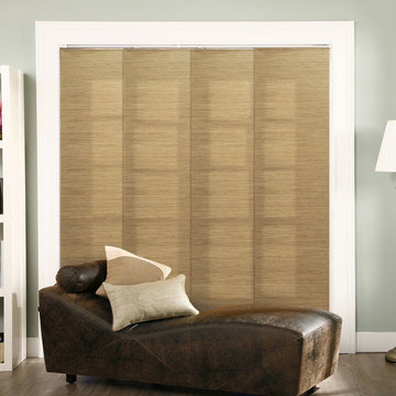 French Sandalwood (Privacy & Natural Woven) - Panel Track Blinds