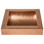 AmbienteHomeDecor - 17" Square Apron Curved Bottom Hammered Copper Bathroom Sink, 17 Gauge - Our beautiful 17x17x6" Square Apron Curved Bottom Hammered Copper Bathroom Sink makes the perfect addition to your bathroom decor! This sink is beautifully handcrafted by Mexican artisans from 17 gauge certified pure copper (99% copper, 1% zinc, lead free). It features a 2" flat lip, 3" high apron and a 1.5" drain opening (drain not included). It installs easily, either by drop-in or semi-vessel. Additionally, copper is naturally more antibacterial and antimicrobial than other metals. We are confident this sink will add tremendous style and value to your home decor!